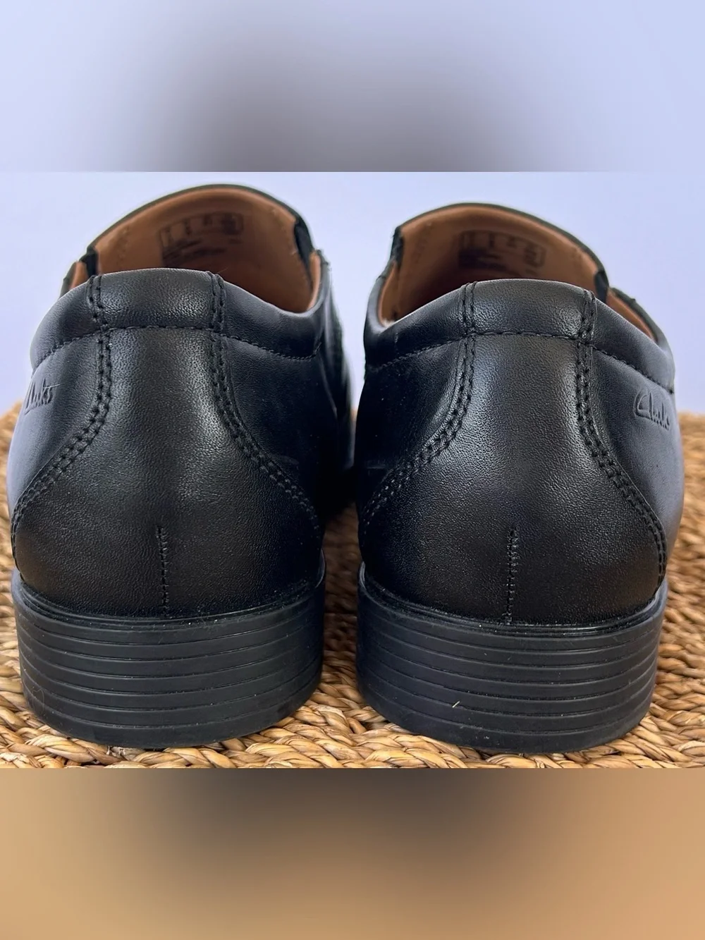 Clarks‎ Men’s Whiddon Step Loafer Leather Slip On Double Gore Black Size 8W